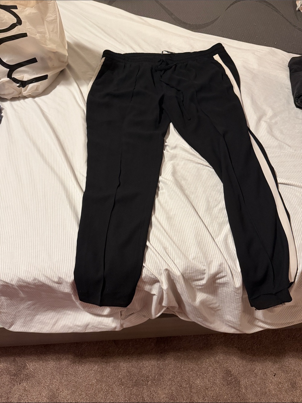 Zara Black Jogger Pants with White Side Stripe